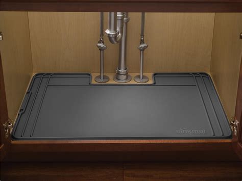 Black under sink mat usm01bk. WeatherTech SinkMat Waterproof Under Sink Cabinet ...