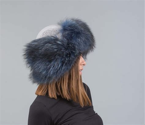Blue Fox Fur Rusian Hat 100 Real Fur Accessories Haute Acorn Fox