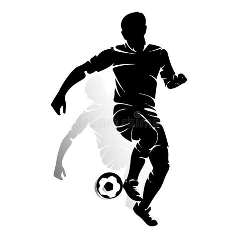 Silhouette Of An Athlete Soccer Player Playing With A Ball On A Stock