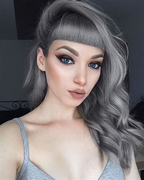 Picture Of Silver Grey Hair Looks Awesome With Pale Complexion And Blue