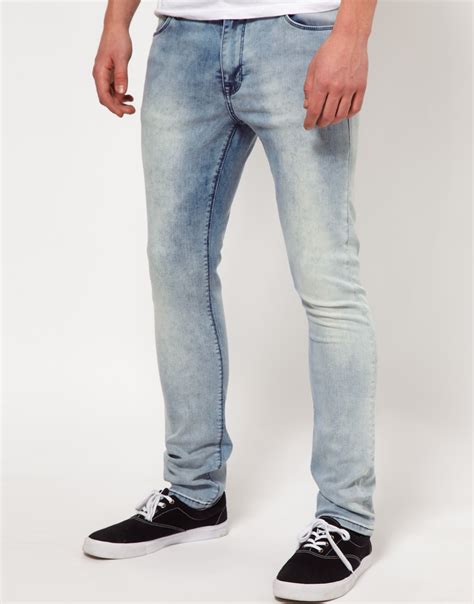Asos Asos Super Skinny Jeans With Acid Wash In Blue For