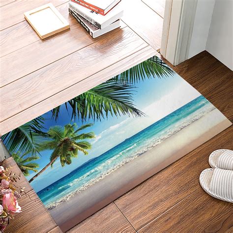 Buy Ocean Door Mats Rug Summer Beach Blue Sea Palm