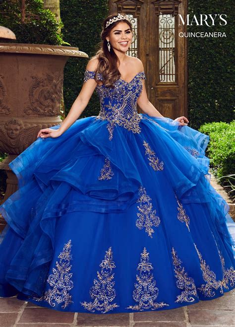 ruffled off shoulder quinceanera dress by mary s bridal mq2083 quinceanera dresses blue