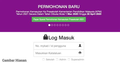 Secara manual melalui sekolah dimohon : Permohonan Kemasukan Prasekolah 2021 Atas Talian Dibuka ...