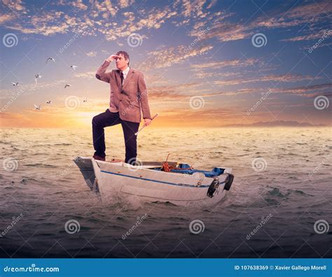 Businessman Standing On A Boat Stock Image Image Of Businessman