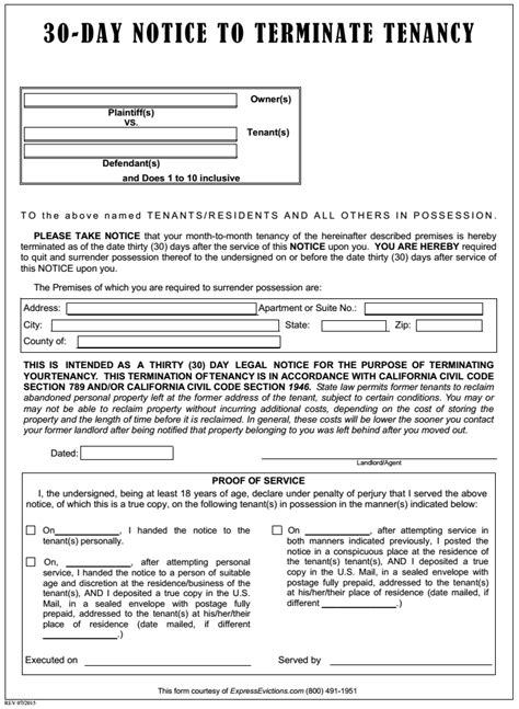I/we understand that i/we am/are required to give 30 days notice, under the terms of my/our lease. Free California Eviction Form | PDF Template | Form Download