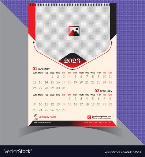 Creative Wall Calendar 2023 Design Template Vector Image