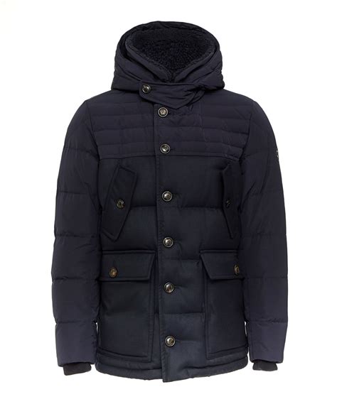 Lyst Moncler Navy Hooded Quilted Down Parka Jacket In Blue For Men