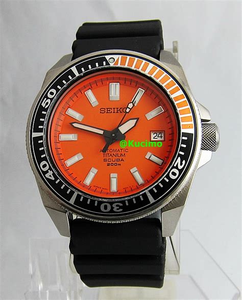 K Watch Sold Seiko Samurai Titanium Orange Dial Sbda005