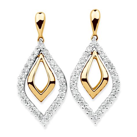 Drop Earrings With 1 2 Carat TW Of Diamonds In 10ct Yellow Gold