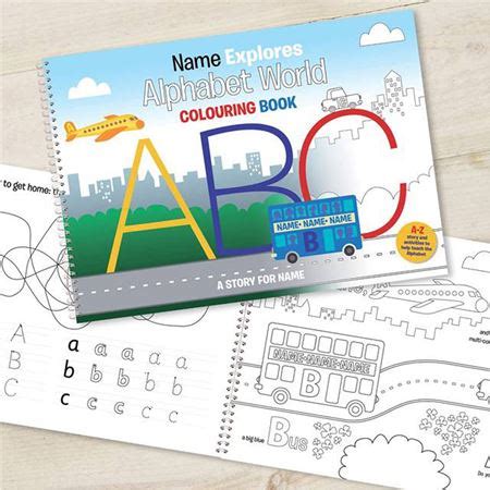 Personalised Alphabet World Colouring Book A3 Named Books