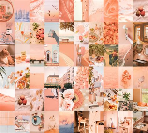 Wall Collage Kit Aesthetic Peachy 60pcs Digital Photo Wallpaper