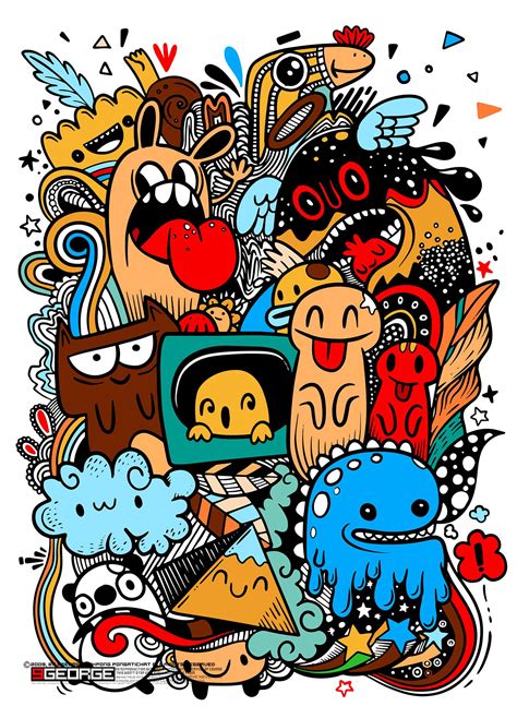 Abstract Grunge Urban Pattern With Monster Character Super Drawing In