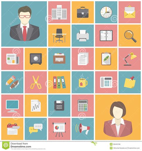 Modern Office Icons Stock Vector Illustration Of Briefcase 39445166