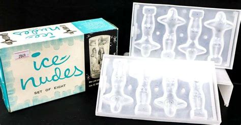 Midcentury Ice Nudes Set Of Eight Ice Trays With Original Box Bunting