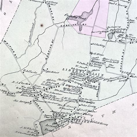 1879 Hand Colored Map Of Hingham Massachusetts W Property Owner Names
