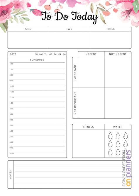 To Do Today Daily Hourly Planner Template With A Big Section For Making