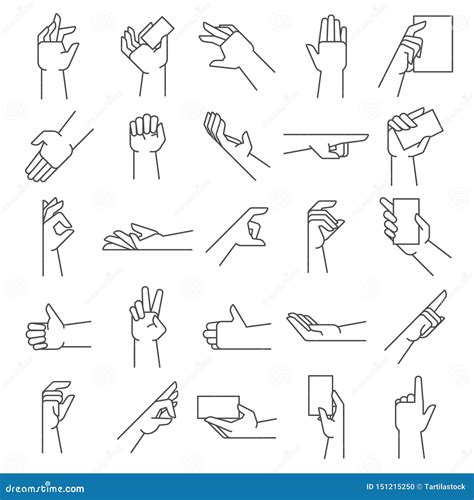 Line Hand Gestures Pointing Gesture Hold In Hands And Like Icon