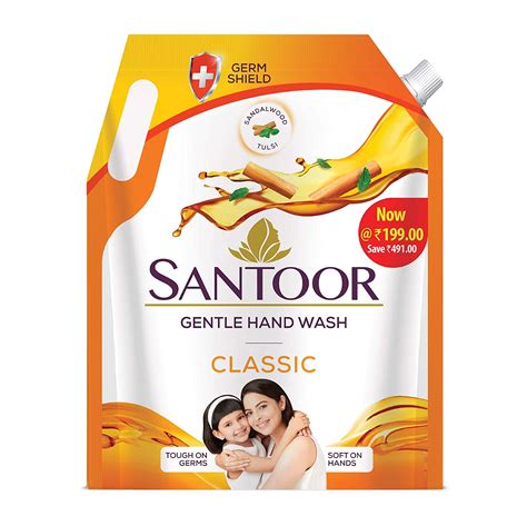 Santoor Classic Gentle Hand Wash 1500ml With Natural Goodness Of