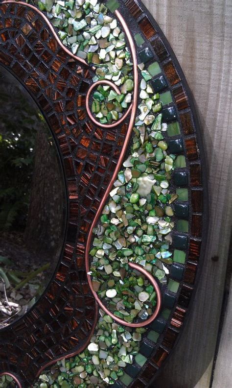 Making mosaic craft projects does't have to be complicated either. Large Green Mosaic Mirror - Beautiful Round Mosaic Art ...