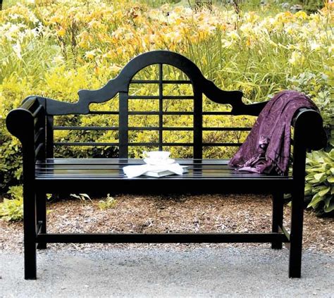 All Weather Black Park Bench W Arched Back And Traditional Outdoor