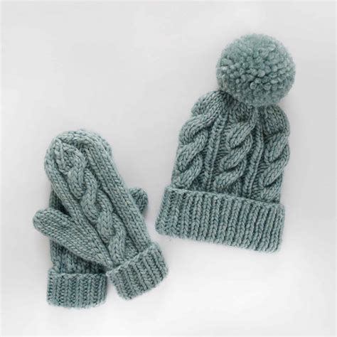 Classic Cabled Hat And Mittens Free Pattern