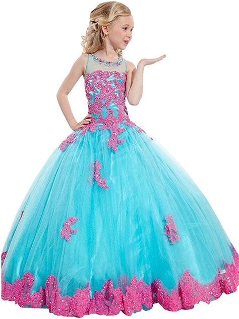 Flower Girl Dress Blue Pink Flower Girl Dress Princess Flower Girls Ball Gown Girls Formal