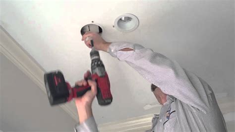 Wipe the sanding dust with a clean cloth. Patching recessed light hole - YouTube