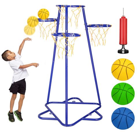 Kids Basketball Hoop Portable Basketball Stand With 4 Hoops At Varying