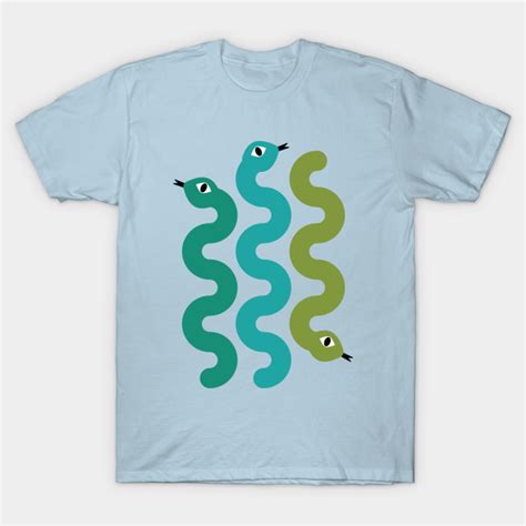 Squiggly Snakes On Mint Retro 70s Wavy Snake Pattern Squiggly T