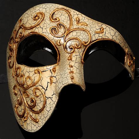 Venetian Gold Lining Half Men Masquerade Ball Mask Phantom Of The
