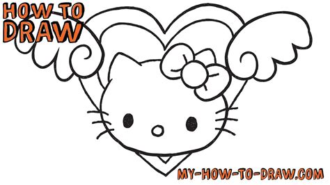 Sculpted ribbon hello kitty bows. How to draw Hello Kitty Love Heart Angel Wings - Easy step ...