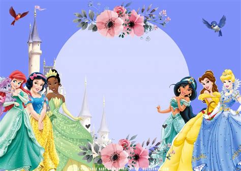 Free Printable Floral Disney Princess Baby Shower Invitation