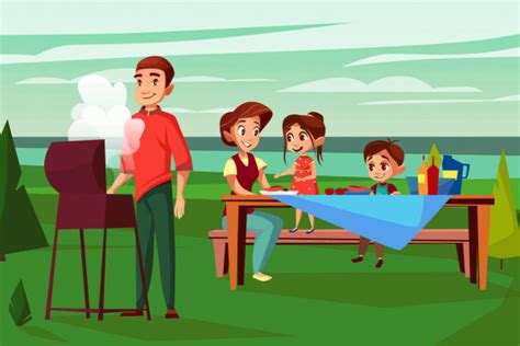 The tableware has to be fun and the bbq accessories must be on point. Illustration vectorielle de barbecue en famille pique ...