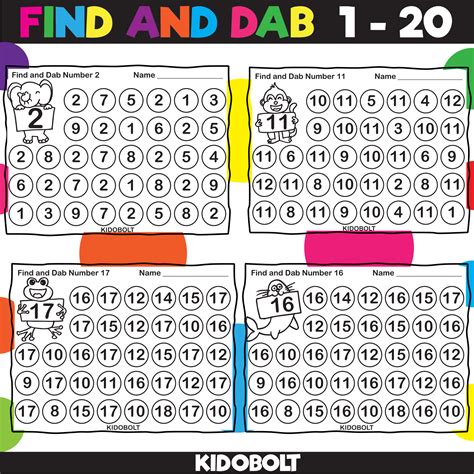 Dab And Dot Worksheets Numbers