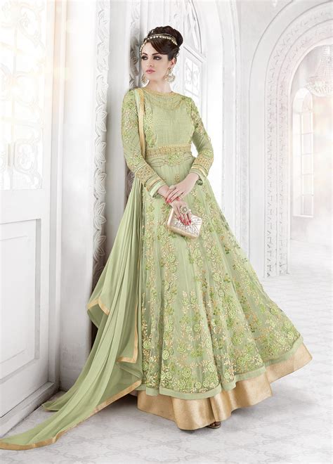 Pista Green Color Net Anarkali Suit Salwar Kameez Ubicaciondepersonascdmxgobmx