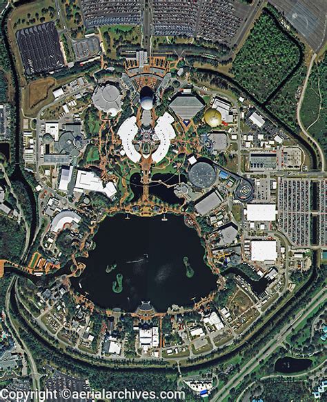 Aerial Photo Map Of Epcot Center Walt Disney World Resort Near