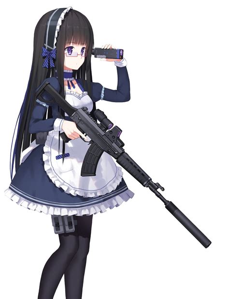 Fondos De Pantalla Pistola Anime Chicas Anime Ojos Azules Arma