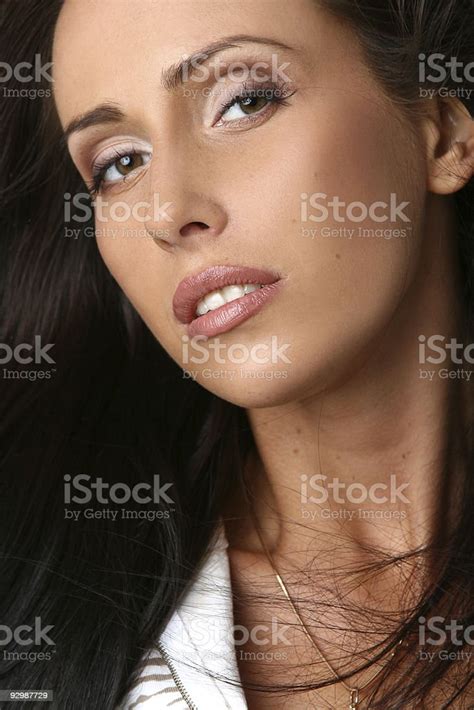 Closeup Portrait Of Beautiful Woman Half Face With Professional Stock