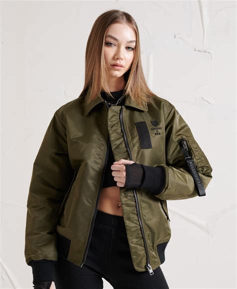 Womens Energy Ma2 Bomber Jacket In Khaki Superdry