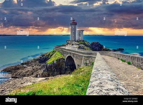 Phare Petit Minou Lighthouse In Plouzané With Dramatic Clouds At The