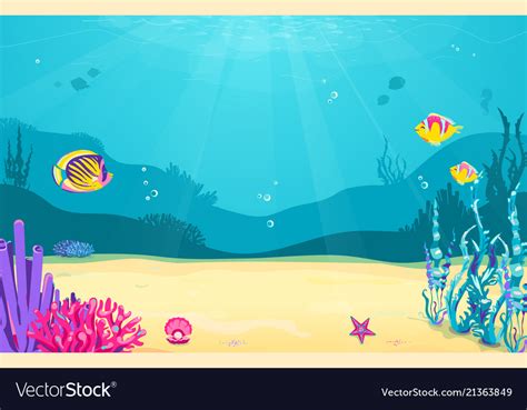 Underwater Cartoon Background With Fish Sand Vector Image