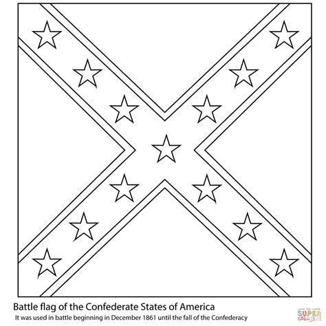 Confederate flag coloring page from american civil war category. Battle Flag of The Confederate States of America coloring ...