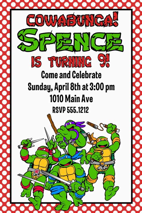 Ninja Turtles Invitation Template Free