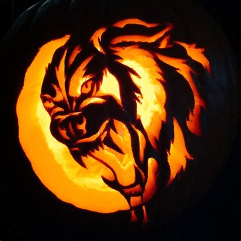 Wolf Pumpkin Carving Pumpkin Stencil