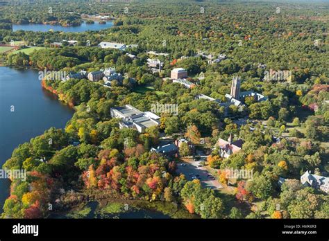 Wellesley College Wellesley Ma Aerial Autumn Usa Stock Photo