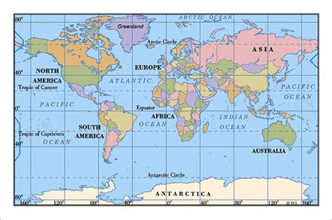 Map Of The World With Latitude Lines Direct Map