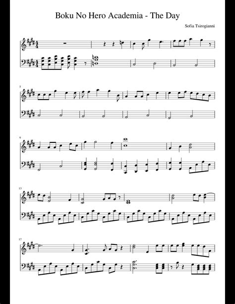 My Hero Academia The Day Op1 Sheet Music For Piano