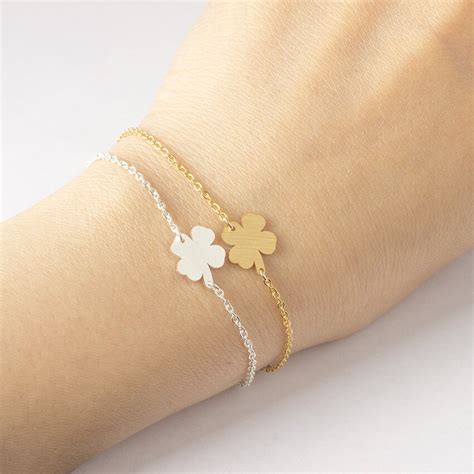 lucky four leaf clover bracelets for women fashion jewelry stainless steel chain rose gold