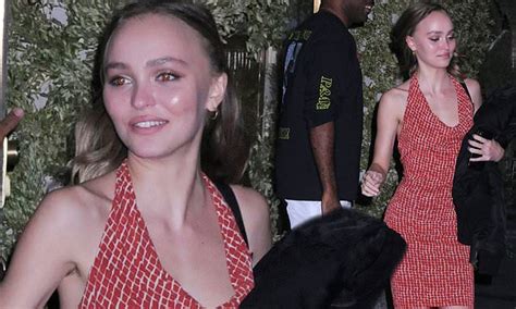Lily Rose Depp Wears Red Dress For Bella Hadids Birthday In New York
